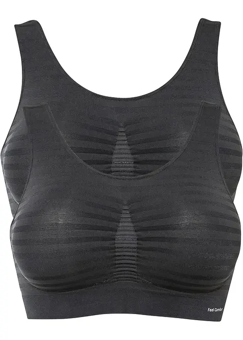 Feel Comfort Seamless Bustier (2er Pack) in grau von vorne - bonprix