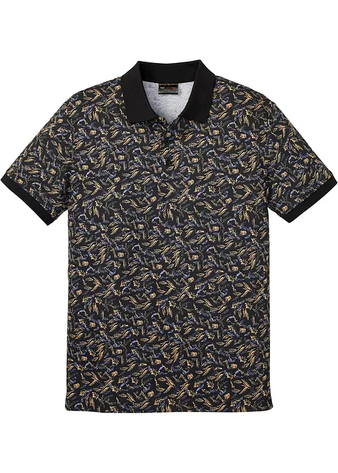 Poloshirt aus reiner Baumwolle in schwarz von vorne - bonprix