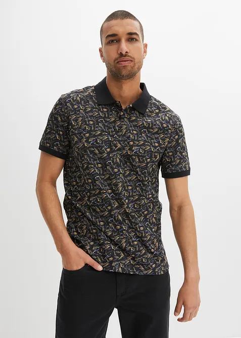 Poloshirt aus reiner Baumwolle in schwarz von vorne (im Anschnitt) - bonprix