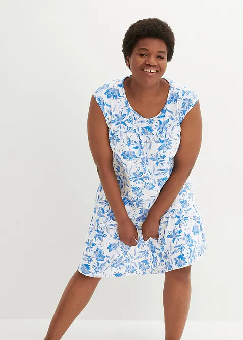 Midikleid aus reiner Baumwolle in weiß von vorne (Totalaufnahme) - bonprix