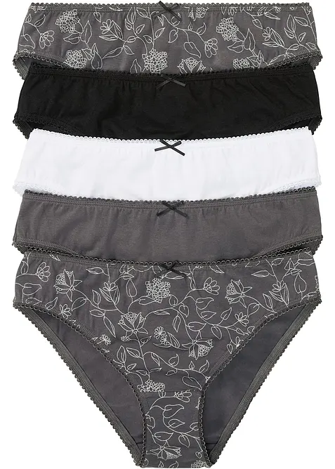 Slip mit Bio-Baumwolle (5er Pack) in grau von vorne - bonprix