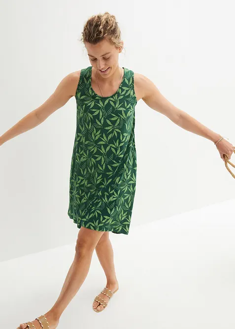 Hänger-Kleid aus Bio-Baumwolle in grün im Look von vorne (Totalaufnahme) - bonprix