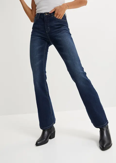 Flared Jeans High Waist in blau von vorne - bonprix