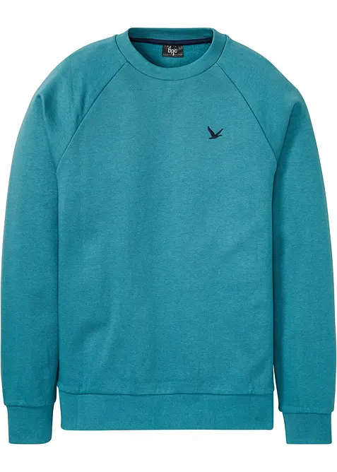 Sweatshirt aus weichem Baumwoll-Mix in petrol von vorne - bonprix