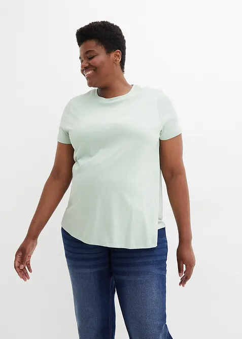 2-in-1 Umstands- und Stillshirts aus Bio-Baumwolle (2er-Pack) in grau von vorne (im Anschnitt) - bonprix