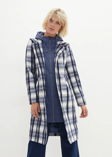Winter-Mantel, 2in1 Optik in blau von vorne (Totalaufnahme) - bonprix