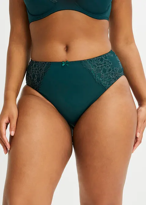 Maxislip mit zarter Spitze (2er Pack) in grün von vorne - bonprix