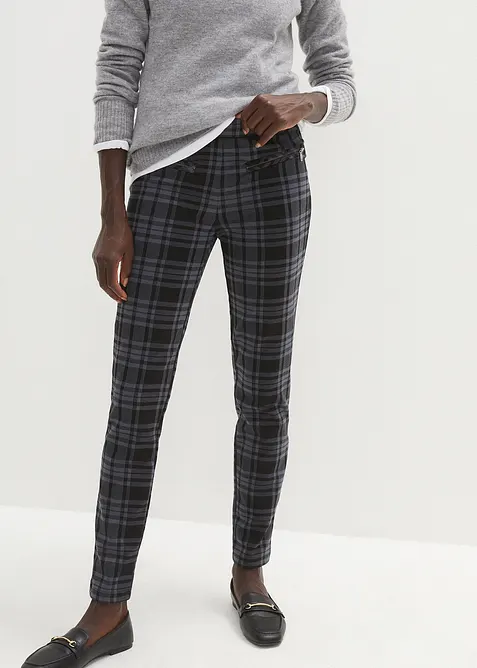 Jersey-Hose aus Jacquard in schwarz von vorne - bonprix
