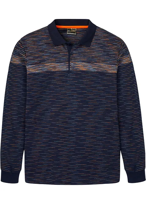 Polo-Langarmshirt in blau von vorne - bonprix
