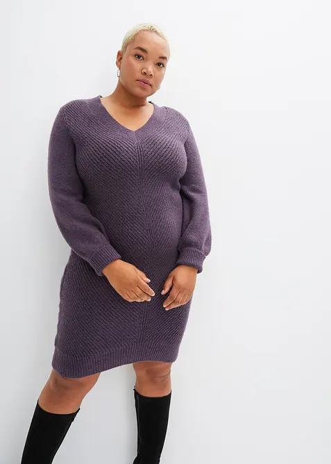 Strickkleid in lila von vorne (Totalaufnahme) - bonprix