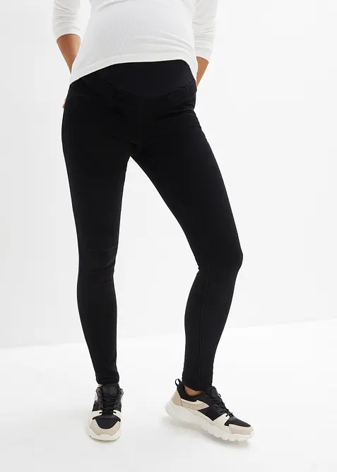 Wärmende Umstandsjeggings mit leicht angerauter Innenseite in schwarz von vorne - bonprix