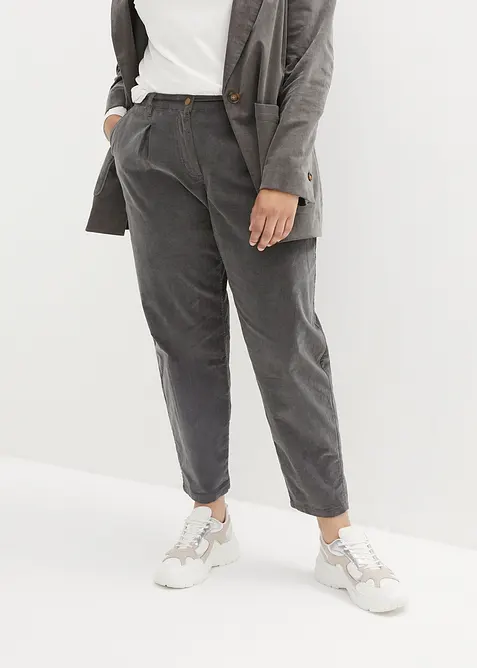 Balloon-Cordhose aus Baumwoll-Mix in grau von vorne - bonprix