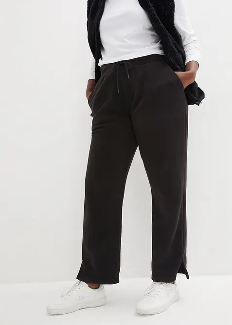 Schlupfhose aus Fleece in schwarz von vorne - bonprix