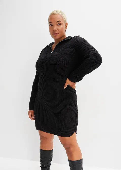 Strickkleid in schwarz von vorne (Totalaufnahme) - bonprix
