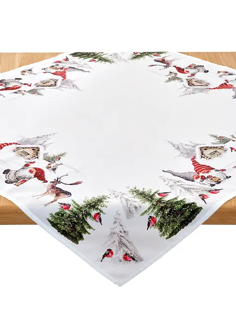 Tischdecke mit Weihnachtsmotiven in weiß - bonprix
