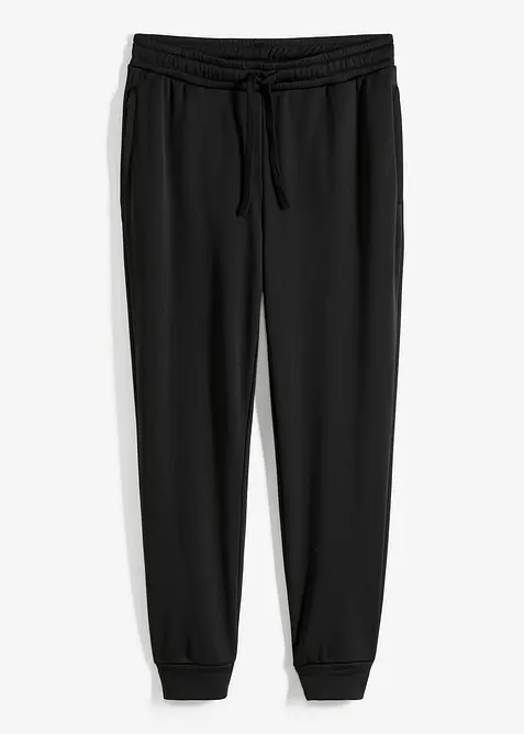 Thermo-Jogginghose mit Reißverschlusstaschen in schwarz von vorne - bonprix