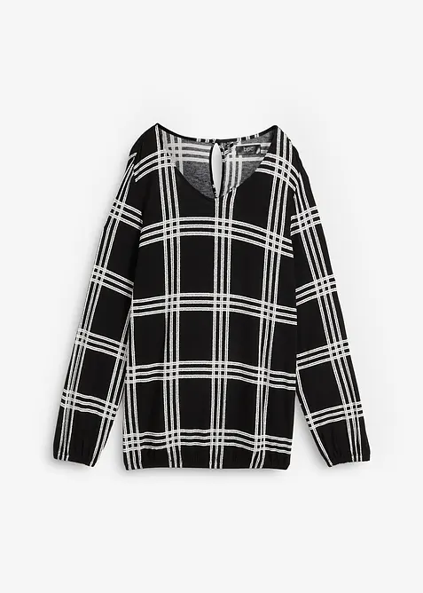 Langarmshirt aus fließendem Viskose-Mix in schwarz von vorne - bonprix