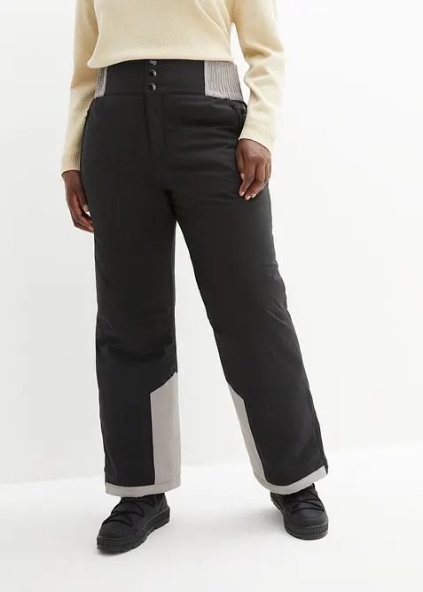 Ski Thermo-Funktionshose mit High Waist Bequembund, wasserdicht in schwarz von vorne - bonprix