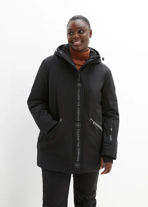wasserdichte Ski Funktions-Jacke in schwarz von vorne (im Anschnitt) - bonprix