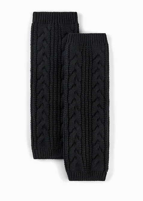 Wärmende Beinstulpen aus Strick in schwarz von vorne - bonprix