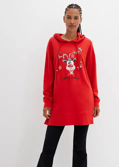 Long-Sweatshirt mit Baumwolle in rot von vorne (im Anschnitt) - bonprix