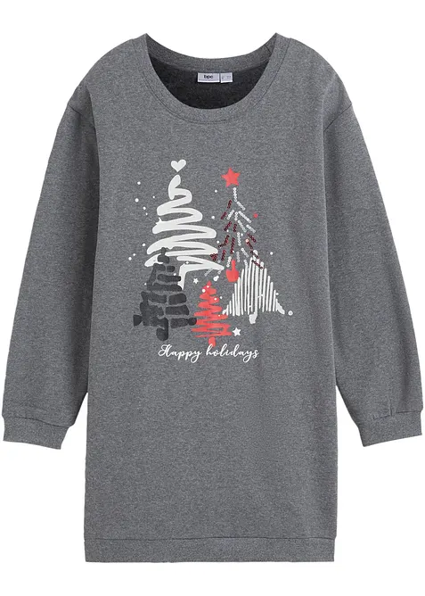 Sweatkleid mit Pailletten in grau von vorne - bonprix