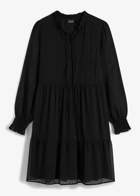 Minikleid mit Pufferärmel in schwarz von vorne - bonprix