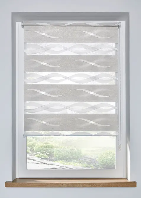 Jacquard Doppelrollo zweifarbig in beige - bonprix