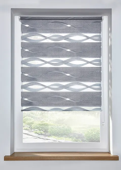 Jacquard Doppelrollo zweifarbig in grau - bonprix