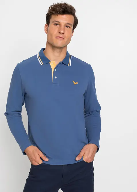 Poloshirt in Regular Fit (2er Pack) in blau von vorne (im Anschnitt) - bonprix