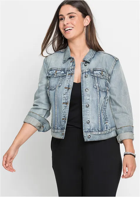 Jeansjacke in blau von vorne (im Anschnitt) - bonprix