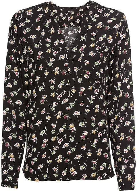 Bluse aus reiner Viskose in schwarz von vorne - bonprix