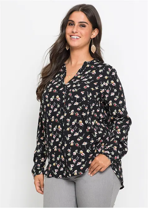 Bluse aus reiner Viskose in schwarz von vorne (im Anschnitt) - bonprix