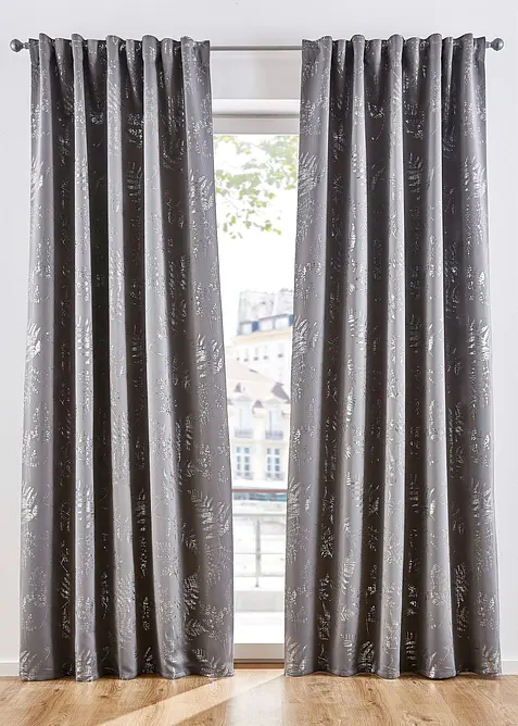 Abdunkelnder Vorhang mit Glanz-Druck (1er Pack) in grau - bonprix