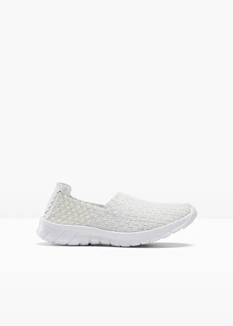 Komfort-Slipper mit flexibler Sohle in weiß von vorne - bonprix
