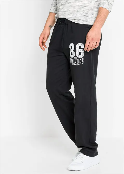 Jogginghose aus reiner Bio-Baumwolle in schwarz von vorne - bonprix