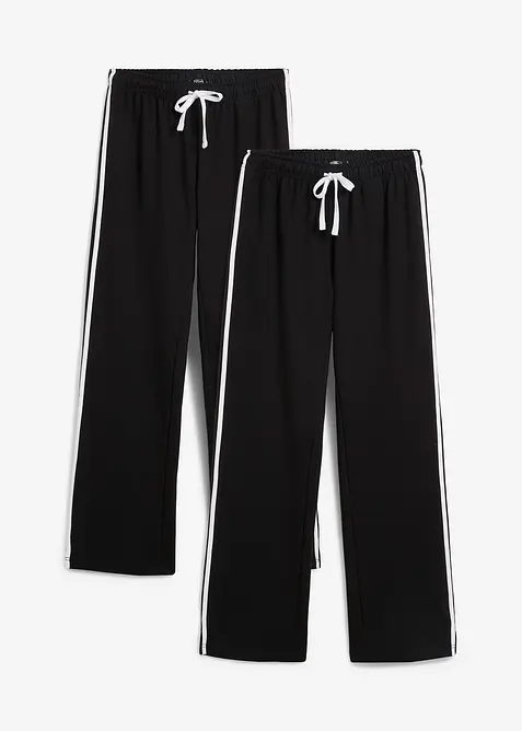 Sweathose aus reiner schwerer Baumwolle (2er-Pack ) in schwarz von vorne - bonprix