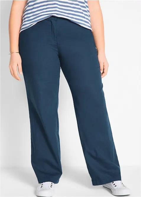 Webhose aus Leinen-Baumwoll-Mix in blau von vorne - bonprix