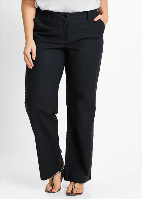 Webhose aus Leinen-Baumwoll-Mix in schwarz von vorne - bonprix