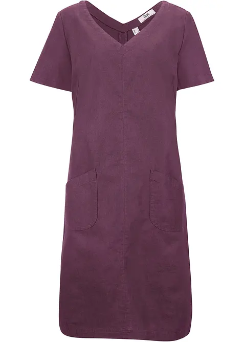 Minikleid aus Leinen-Baumwoll-Mix in lila von vorne - bonprix