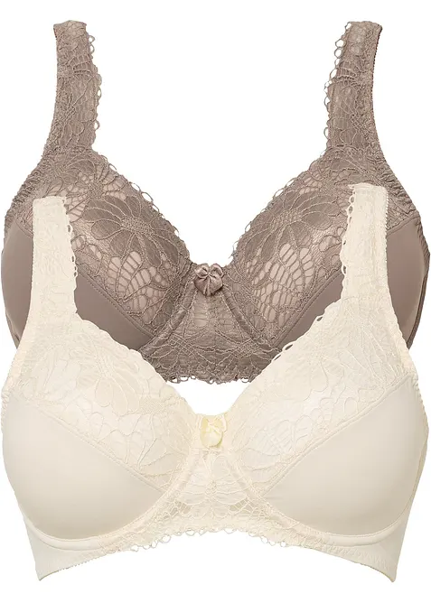 Minimizer-BH mit gepolsterten Trägern (2er Pack) in beige von vorne - bonprix