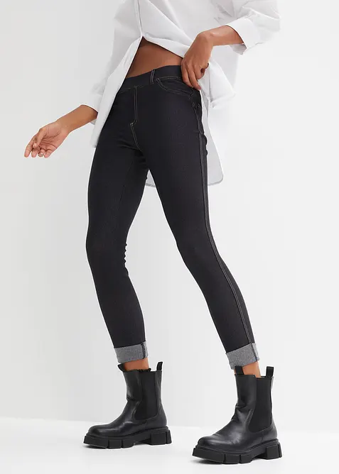 Leggings in Jeansoptik in schwarz von vorne - bonprix