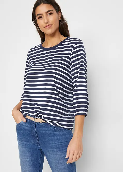 Shirt aus Bio-Baumwolle in blau von vorne (im Anschnitt) - bonprix