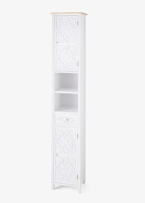 Hochschrank mit Ornament in weiß von vorne - bonprix