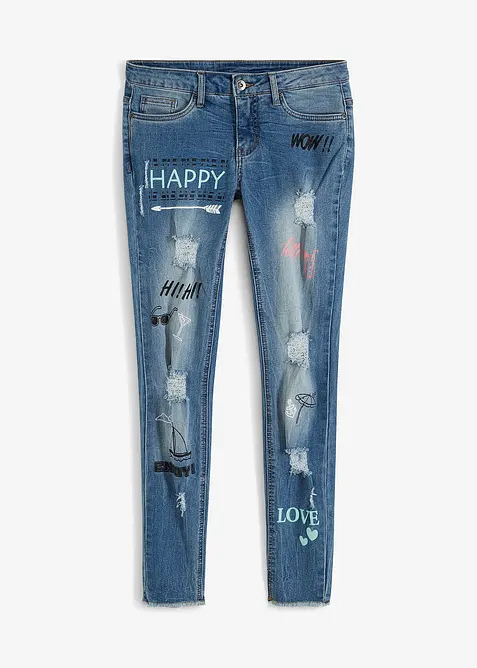 Skinny Jeans Mid Waist in blau von vorne - bonprix