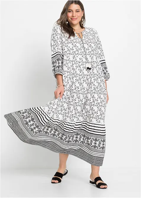 Maxikleid aus fließender Viskose in weiß von vorne (Totalaufnahme) - bonprix