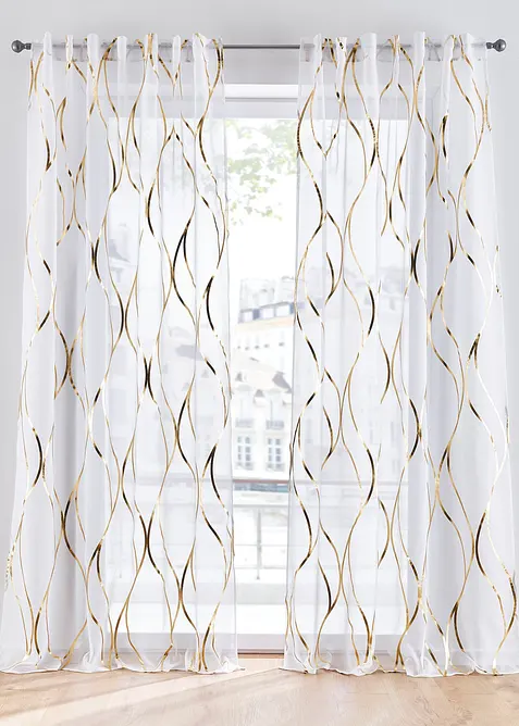 Transparente Gardine mit feiner Struktur, auch in extralang (1er Pack) in gold - bonprix