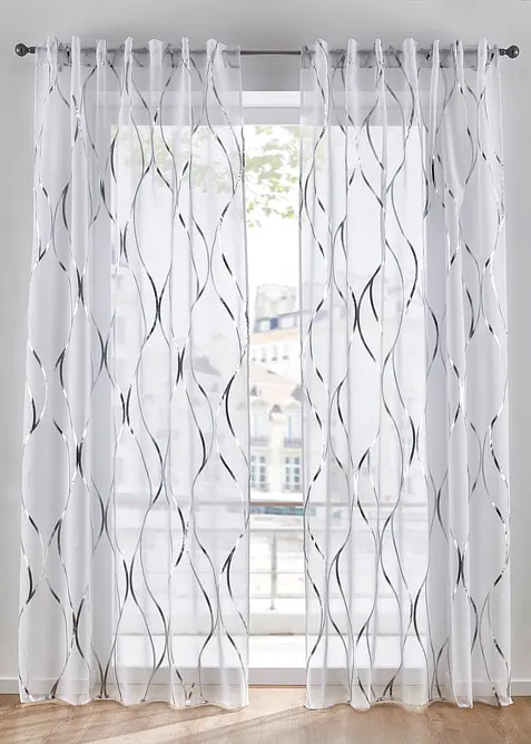 Transparente Gardine mit feiner Struktur, auch in extra lang (1er Pack) in silber - bonprix