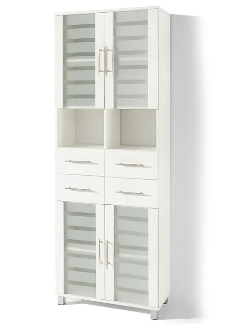 Badezimmer Hochschrank breit in weiß von vorne - bonprix