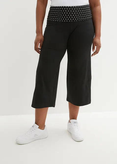 Loungewear Culotte mit Bequembund in schwarz von vorne - bonprix
